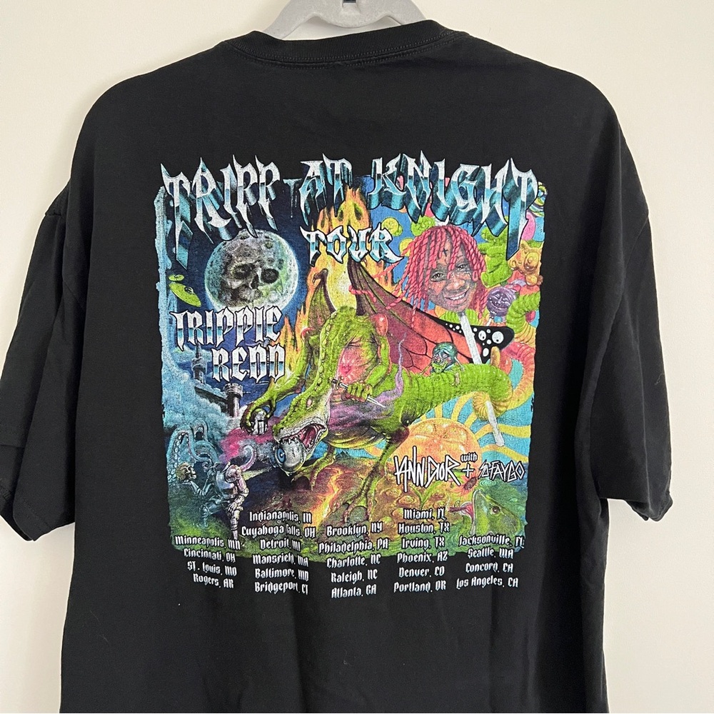 Trippie Redd Trip At Knight Tour 2021 Black Graphic T Shirt 2 Sided Men’s Tee - Picture 9 of 10